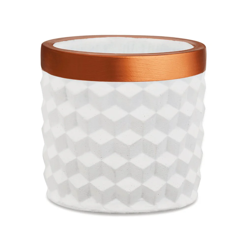 Cachepot Branco Em Cimento  G -  17 cm