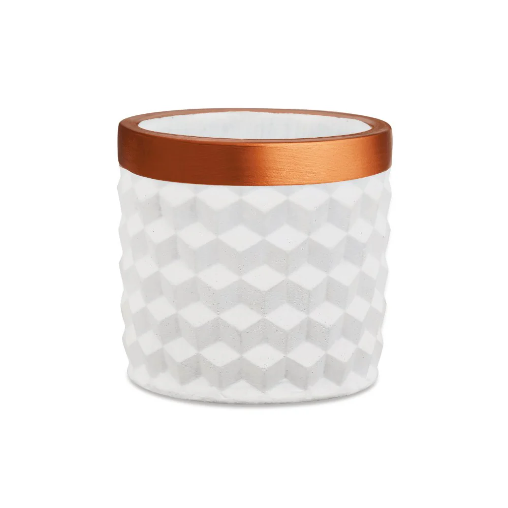Cachepot Branco Em Cimento  M - 14 cm