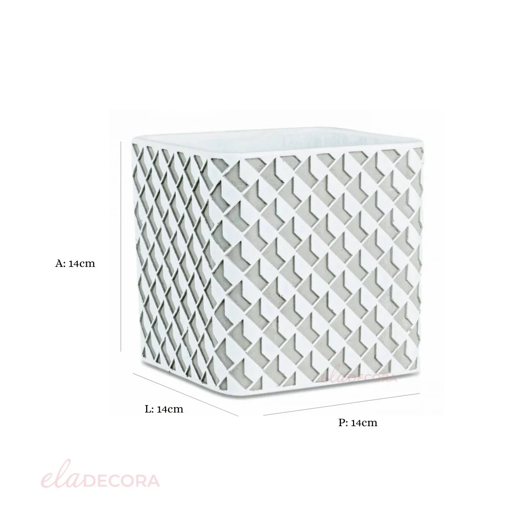Cachepot Vaso Decorativo Branco e Cinza Cimento P - 14 cm - Image 2