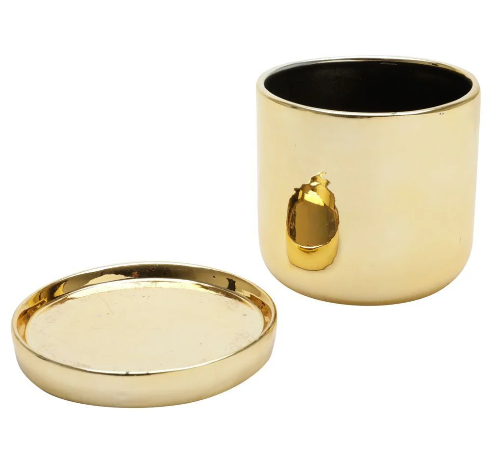 Vaso Cachepot Cerâmica Shiny Round Dourado - Image 2