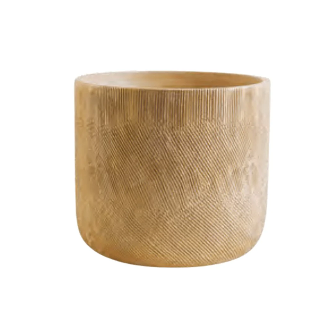 Cachepot de Cimento Nude e Dourado P 15cm x 12.5cm