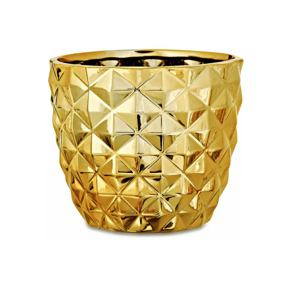 Cachepot Dourado Cerâmica Dots P - 10 cm