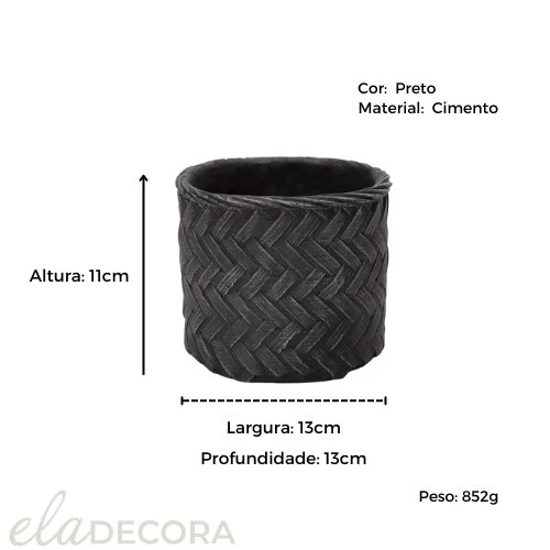 Cachepot em Cimento Preto 13cm - Image 2
