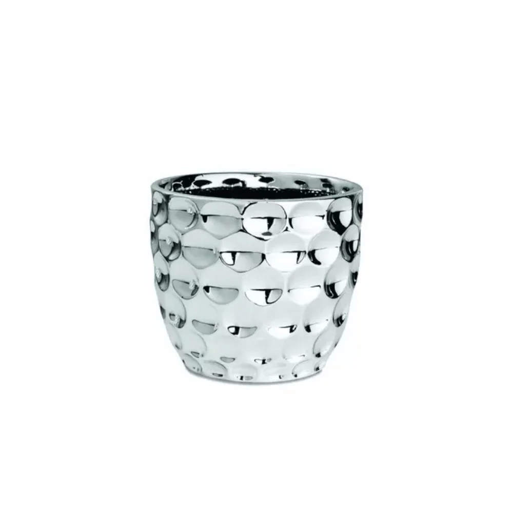 Cachepot Prata Cerâmica Dots P - 10,5 cm