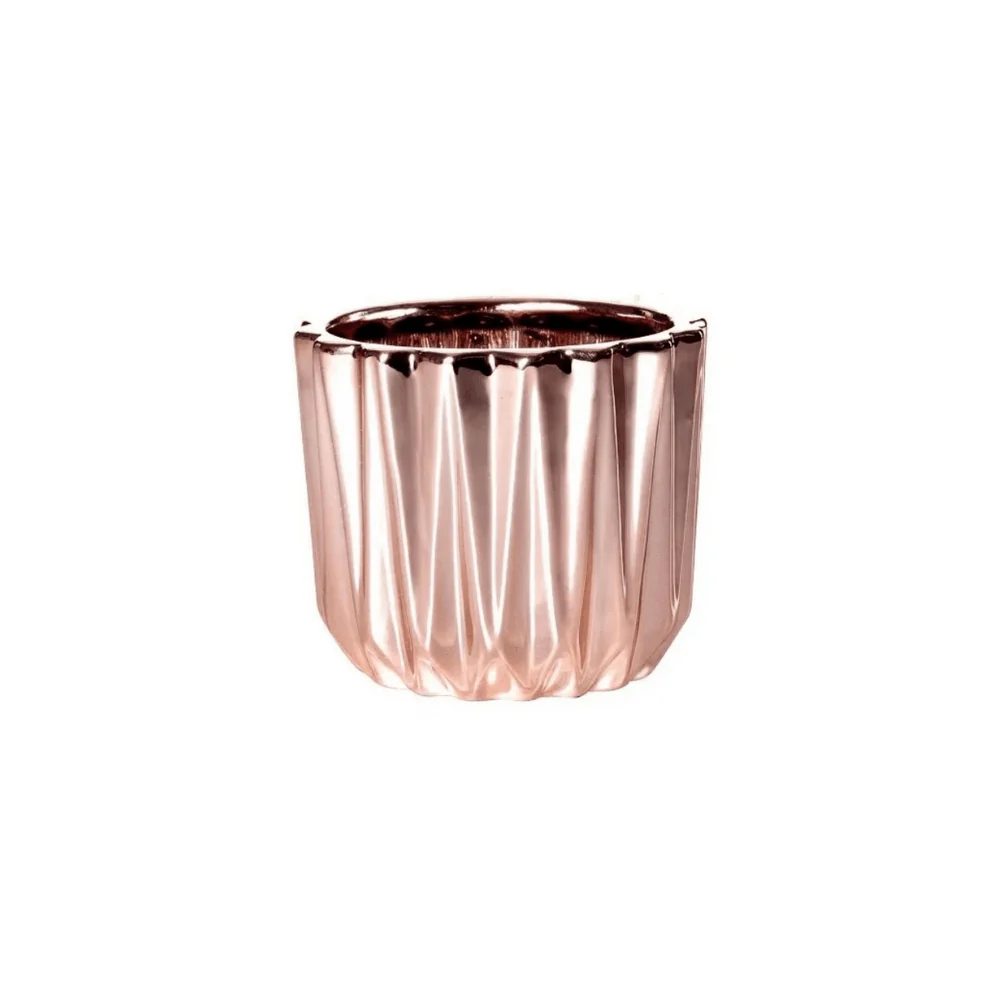Vaso Cachepot Formas Geométricas Cerâmica Rose Gold - 8 cm