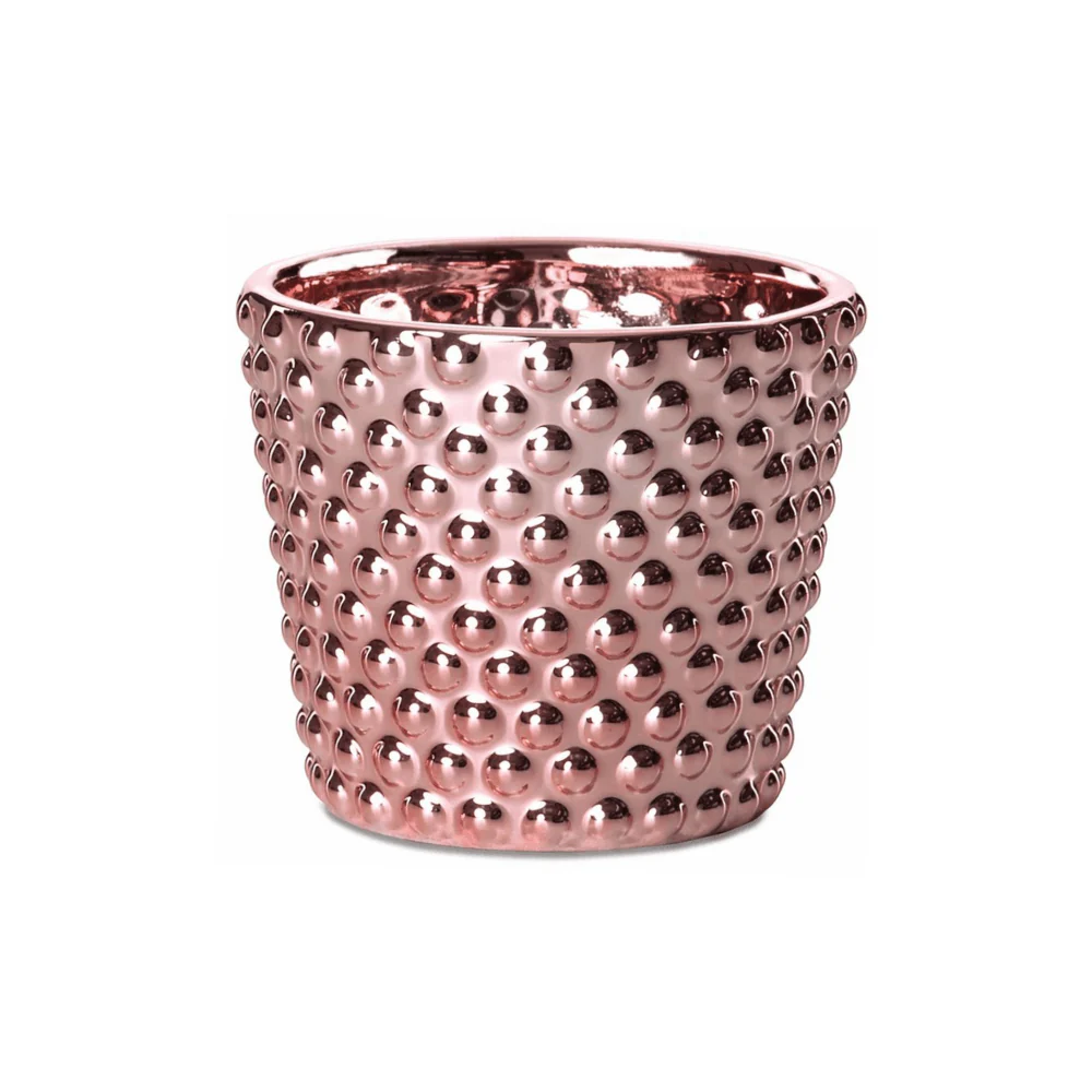 Vaso Cachepot Bolinhas Dots Cerâmica Rose Gold - 8 cm - Image 2