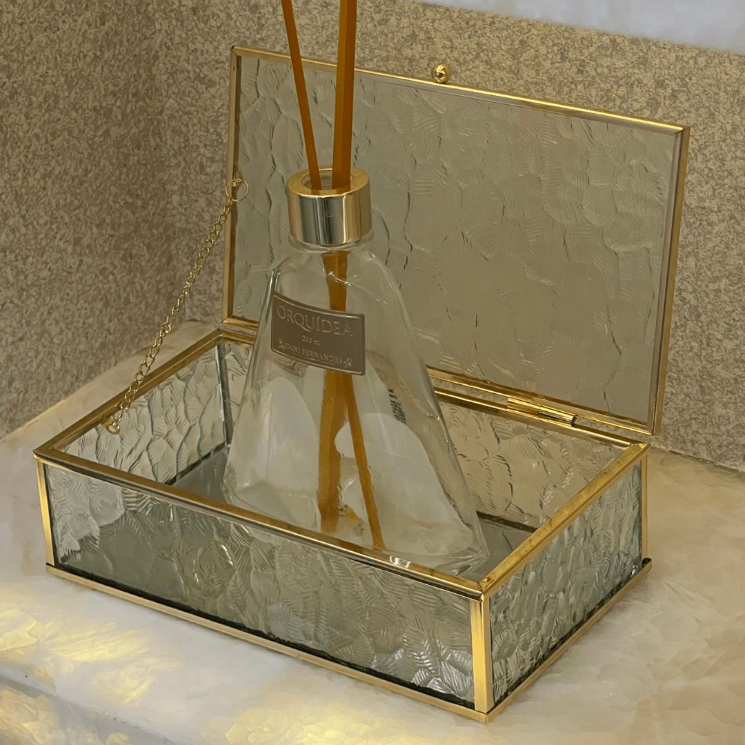 Caixa de Vidro e Metal Dourado 21cm P - Image 8