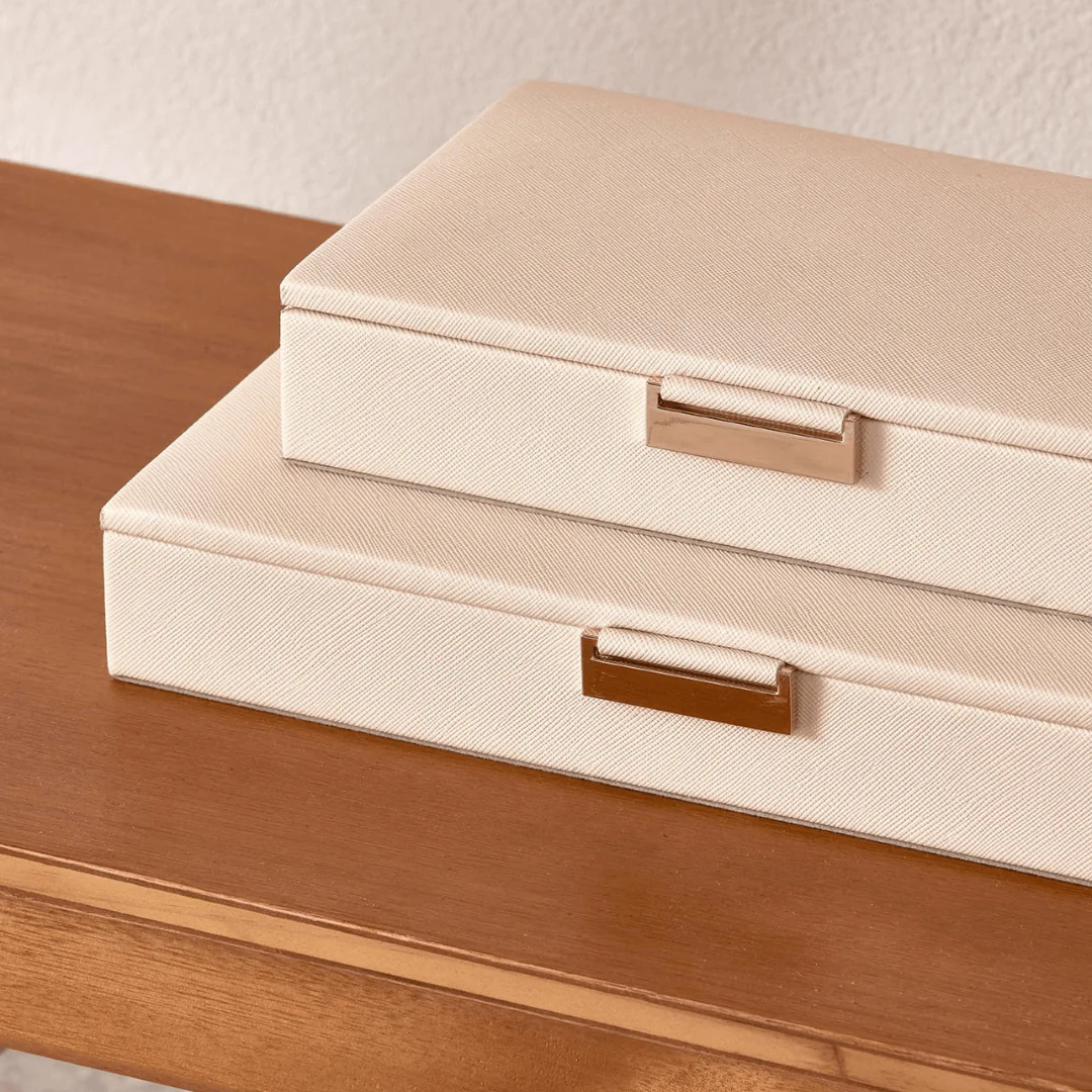 Caixa Decorativa em MDF com Revestimento em PU Bege 21cm - Image 3
