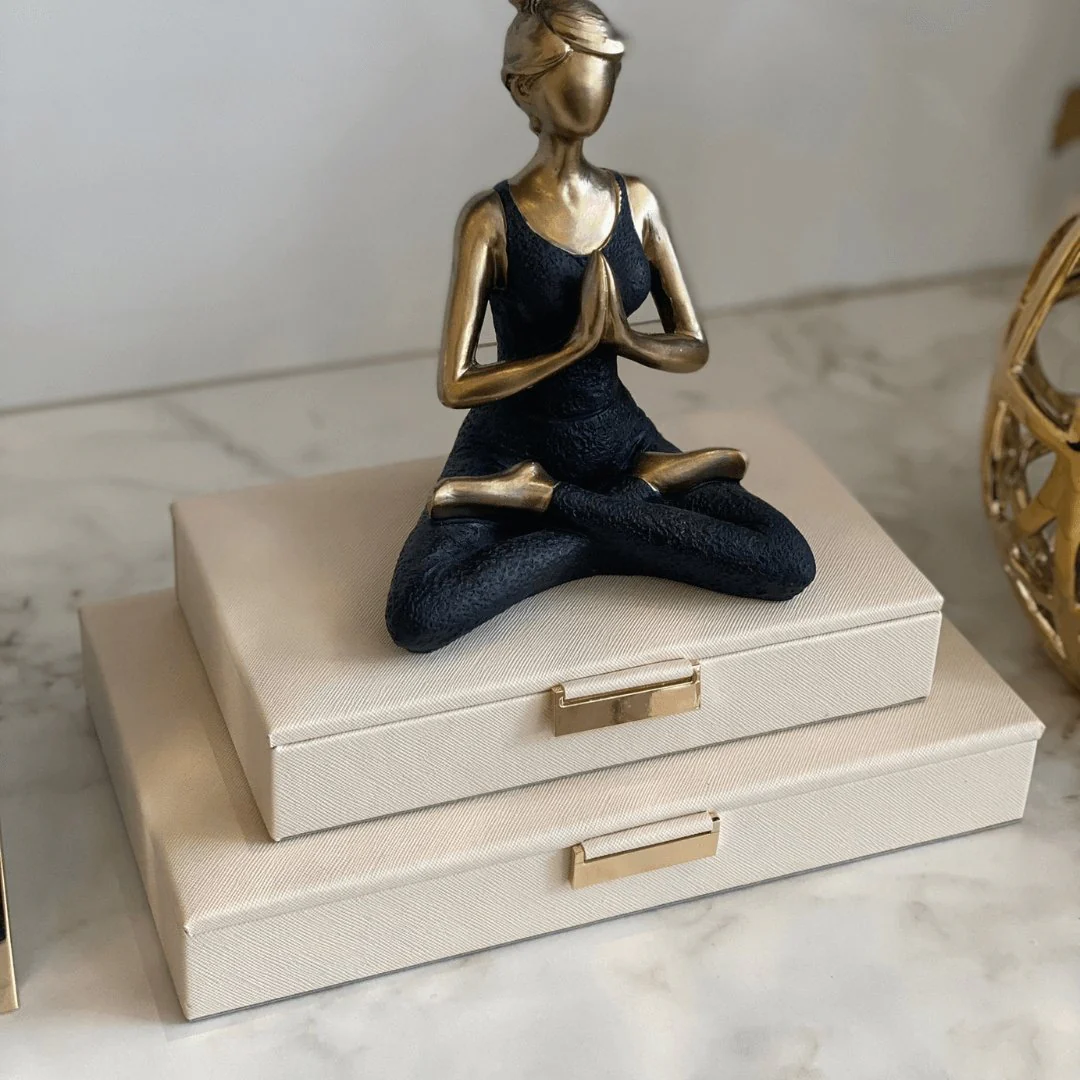 Caixa Decorativa em MDF com Revestimento em PU Bege 27cm - Image 4