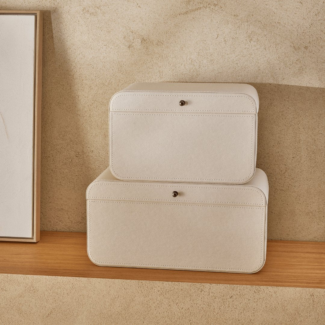 Caixa Decorativa em MDF e PU Off White 28cm - Image 2