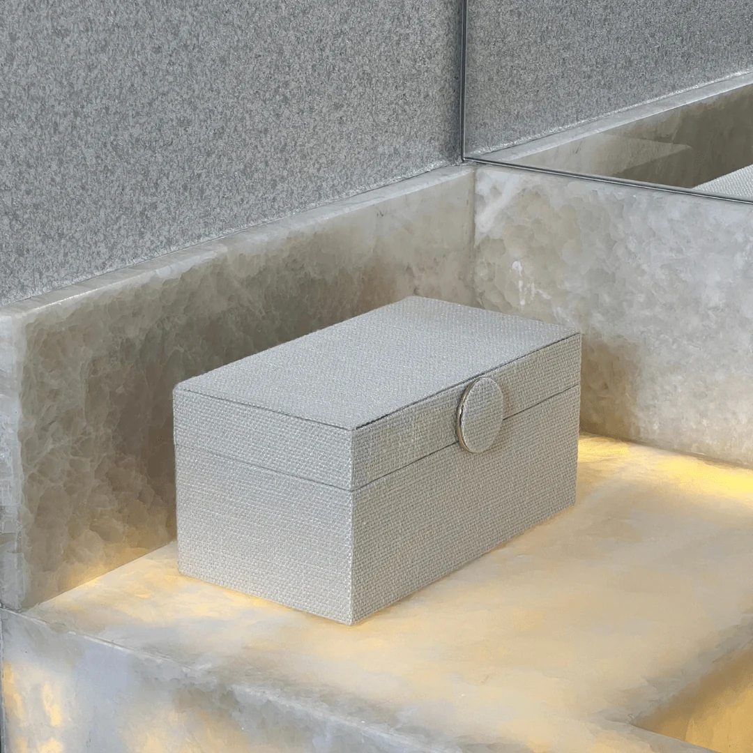 Caixa Decorativa em MDF e Linho off White 20,5cm - Image 2