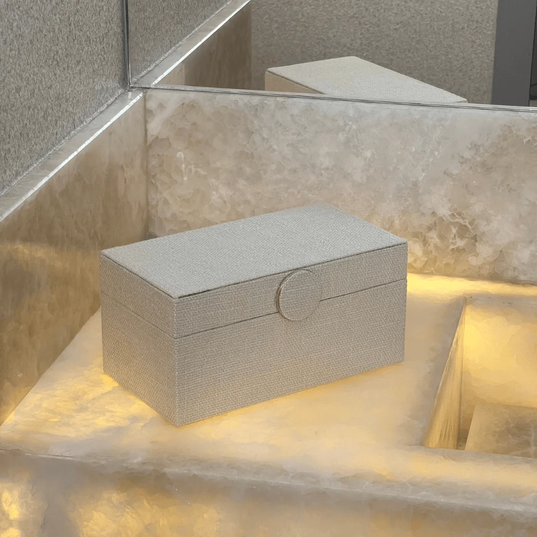 Caixa Decorativa em MDF e Linho off White 20,5cm - Image 3