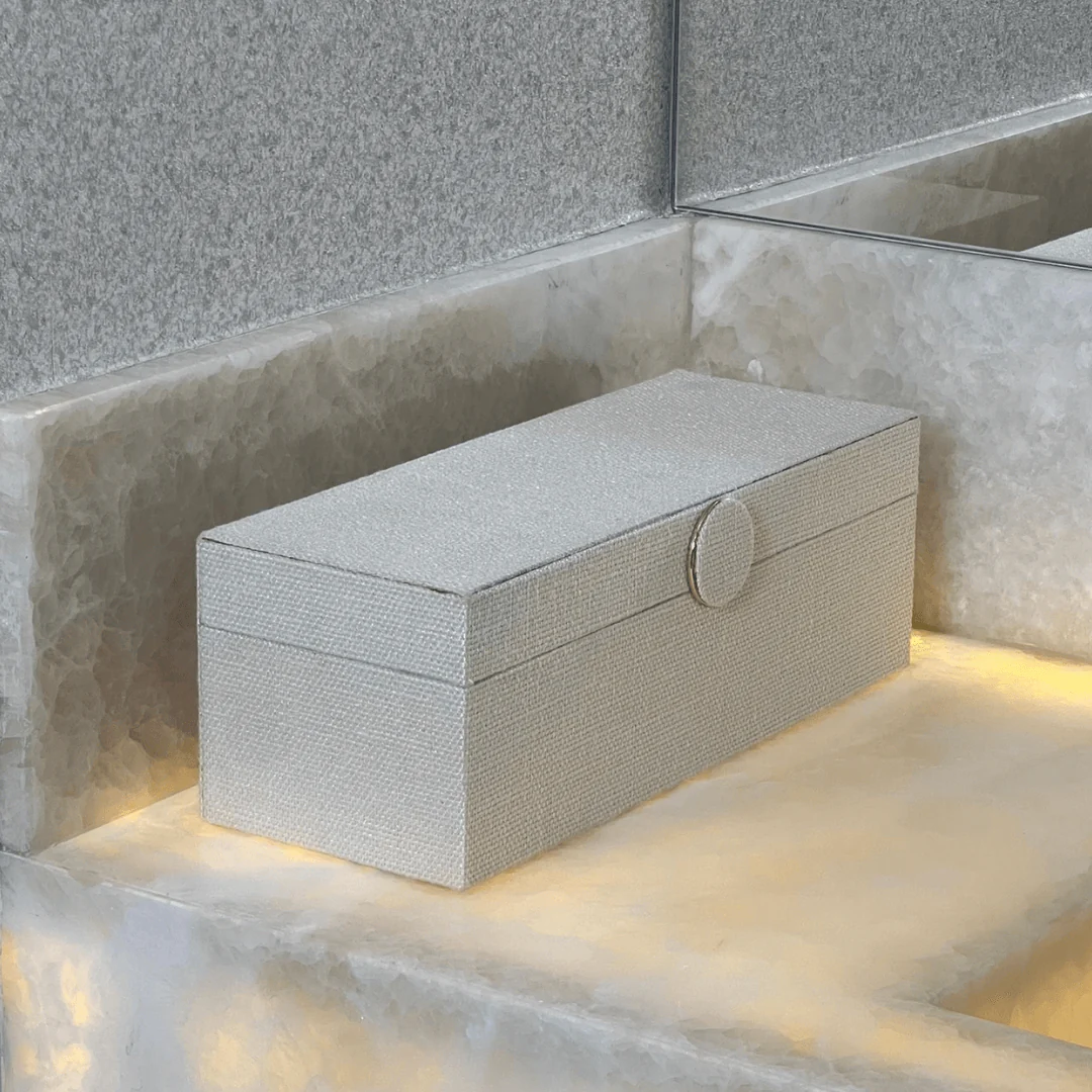 Caixa Decorativa em MDF e Linho off White 29cm G - Image 2