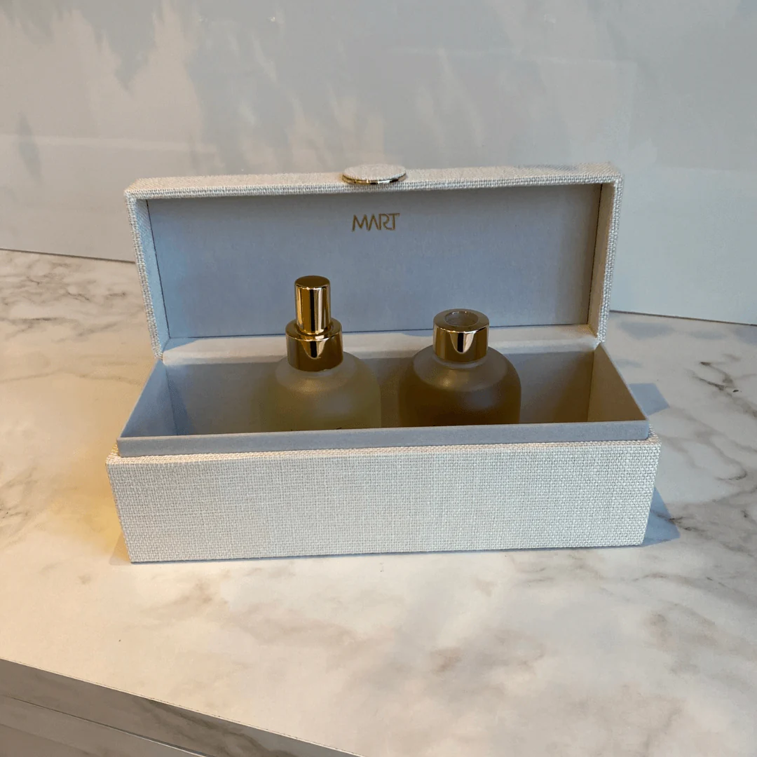 Caixa Decorativa em MDF e Linho off White 29cm G - Image 3