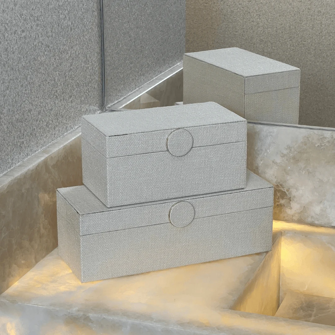 Caixa Decorativa em MDF e Linho off White 29cm G - Image 6