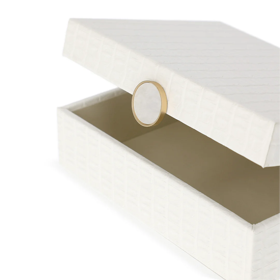 Caixa Decorativa em MDF e PU Branca 22,5cm P - Image 3