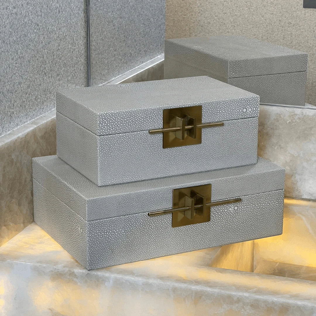 Caixa Decorativa em MDF e PU Cinza 25,5cm P - Image 6
