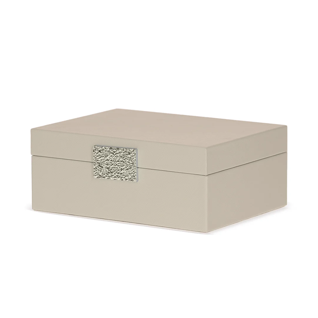 Caixa Decorativa em MDF e PU Bege 28,5cm G - Image 7