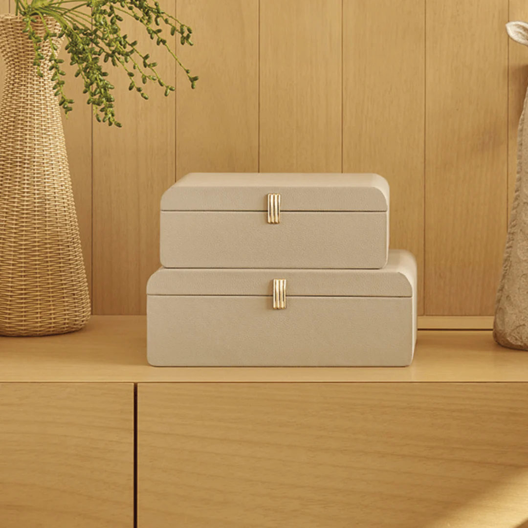 Caixa em MDF com Revestimento em PU Cinza 28cm - Image 2