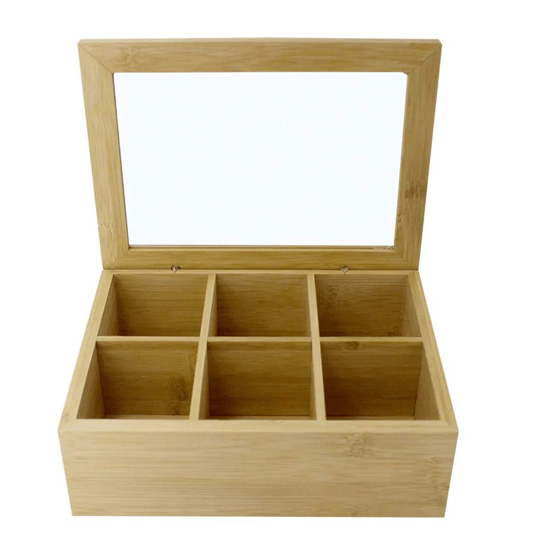 Caixa Porta Chá de Bambu com 6 Divisórias 22cm - Image 3