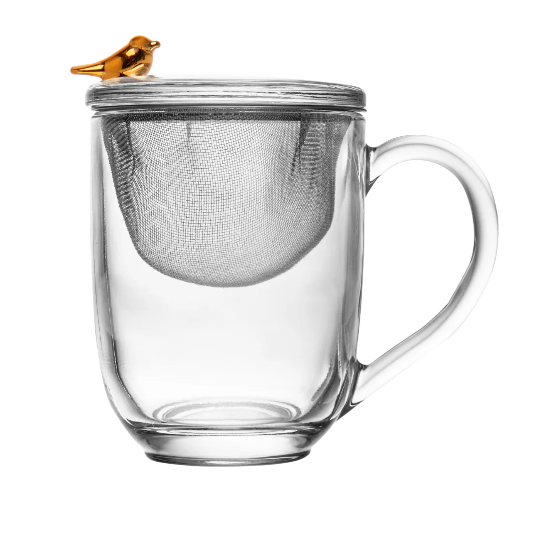 Caneca com Tampa e Filtro Cristal Golden Bird 350ml - Image 2