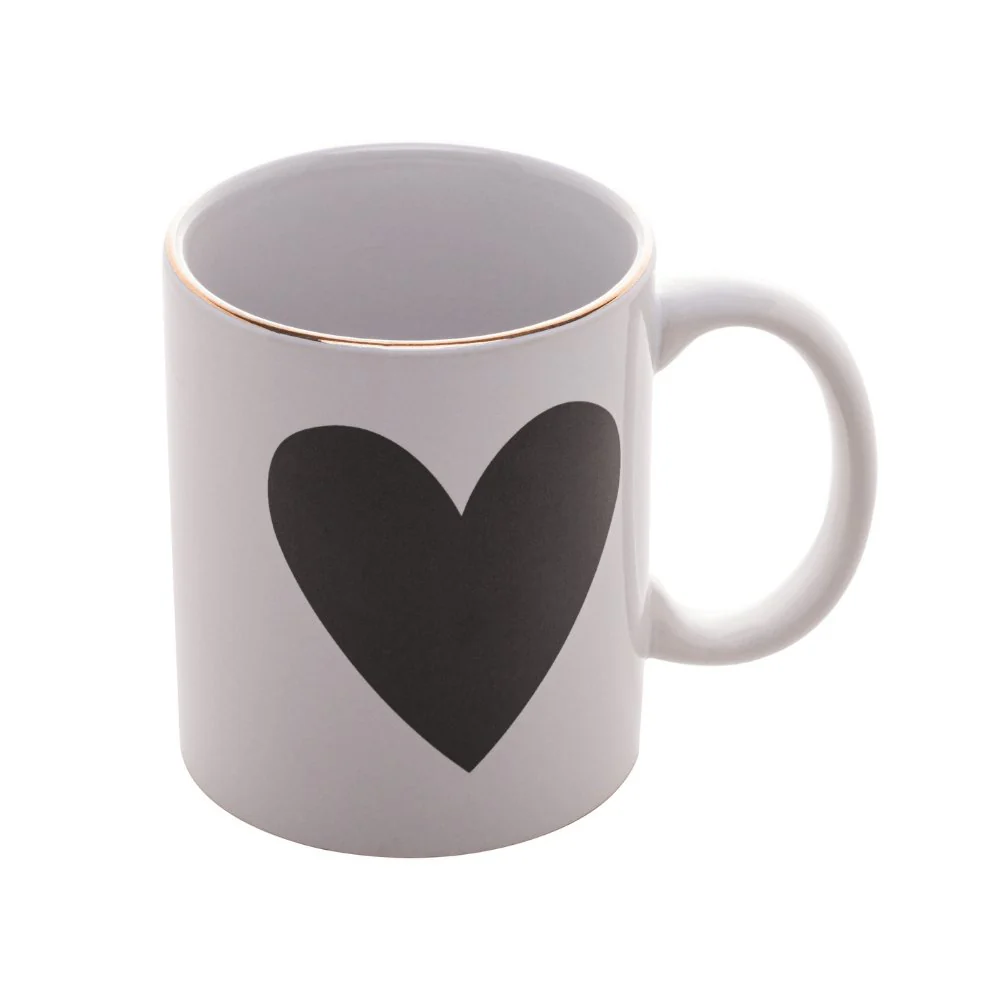 Caneca de Porcelana Branca Fio de Ouro Big Heart Coração - 350 ml - Image 3