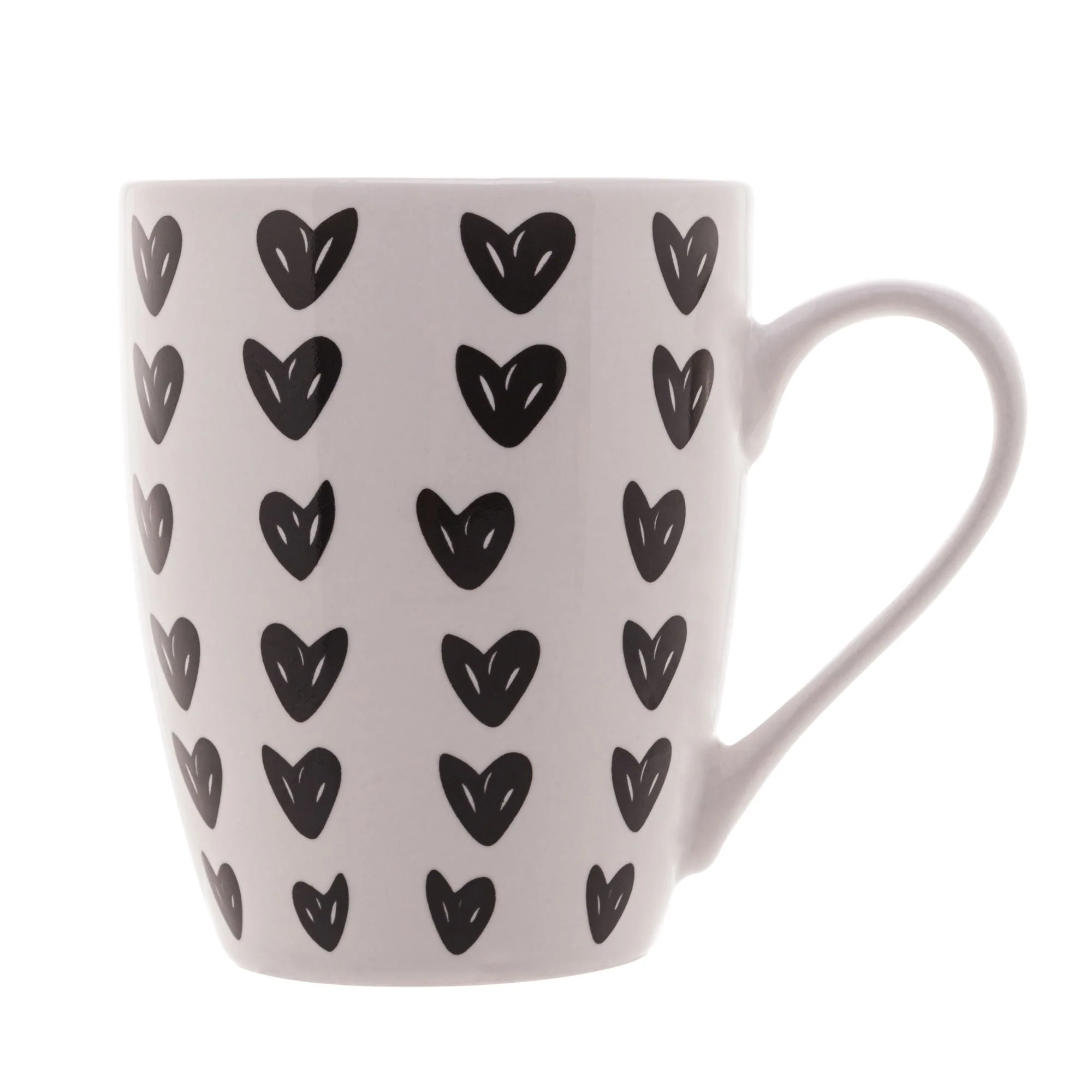 Caneca de Porcelana Cute Hearts Corações Preto e Branco 350ml - Image 3