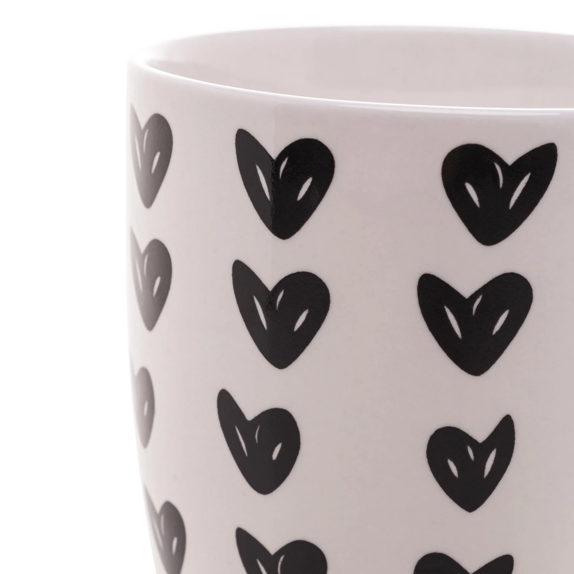 Caneca de Porcelana Cute Hearts Corações Preto e Branco 350ml - Image 4
