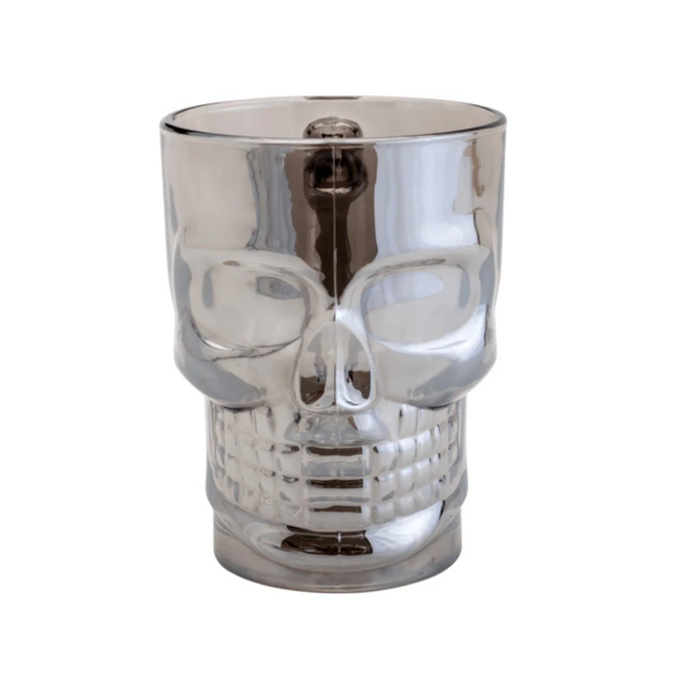 Caneca para Chopp e Cerveja de Vidro Caveira Rock Style Cinza Ônix 510 ml - Image 6