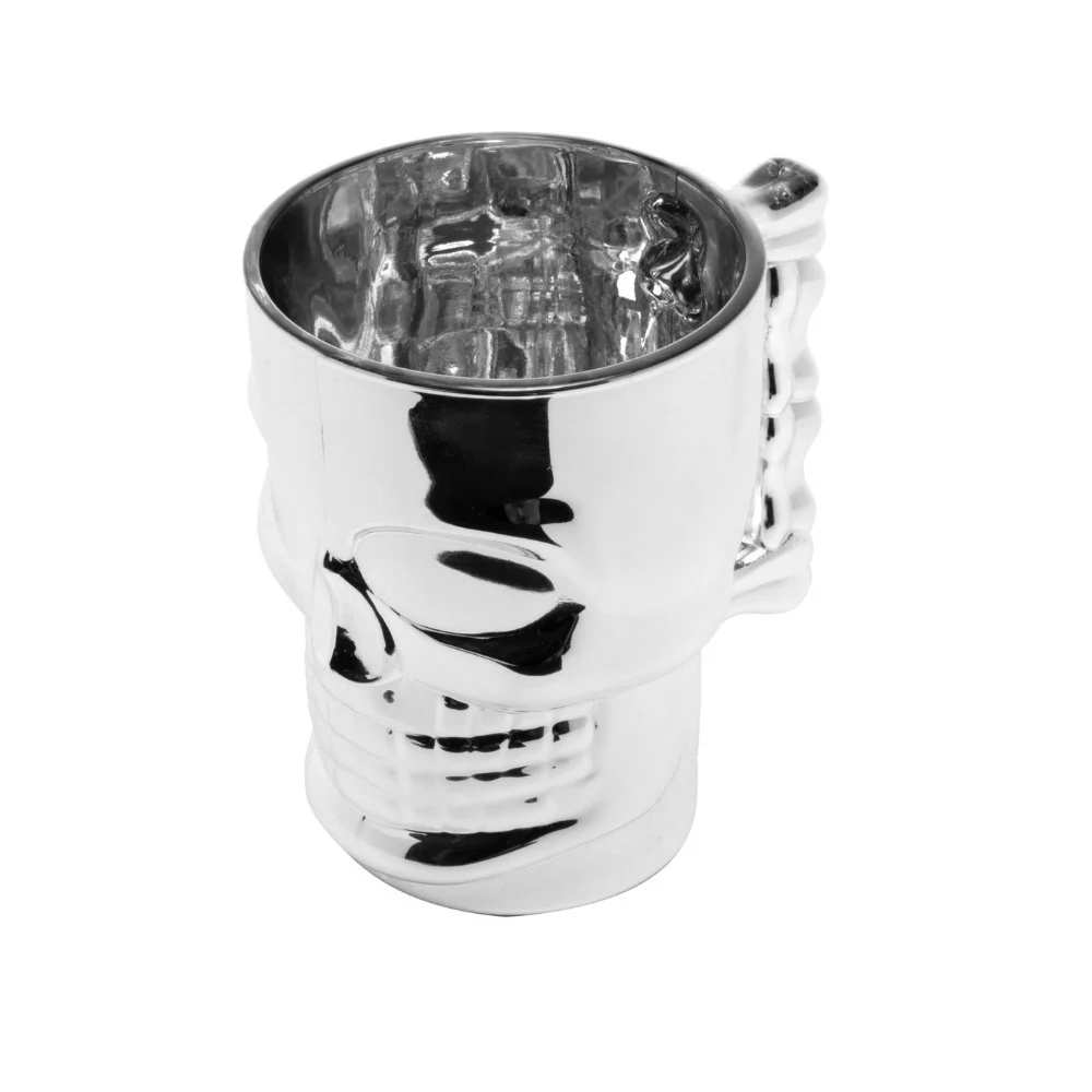 Caneca Chopp e Cerveja de Vidro Caveira Rock Prateada - 510 ml - Image 2