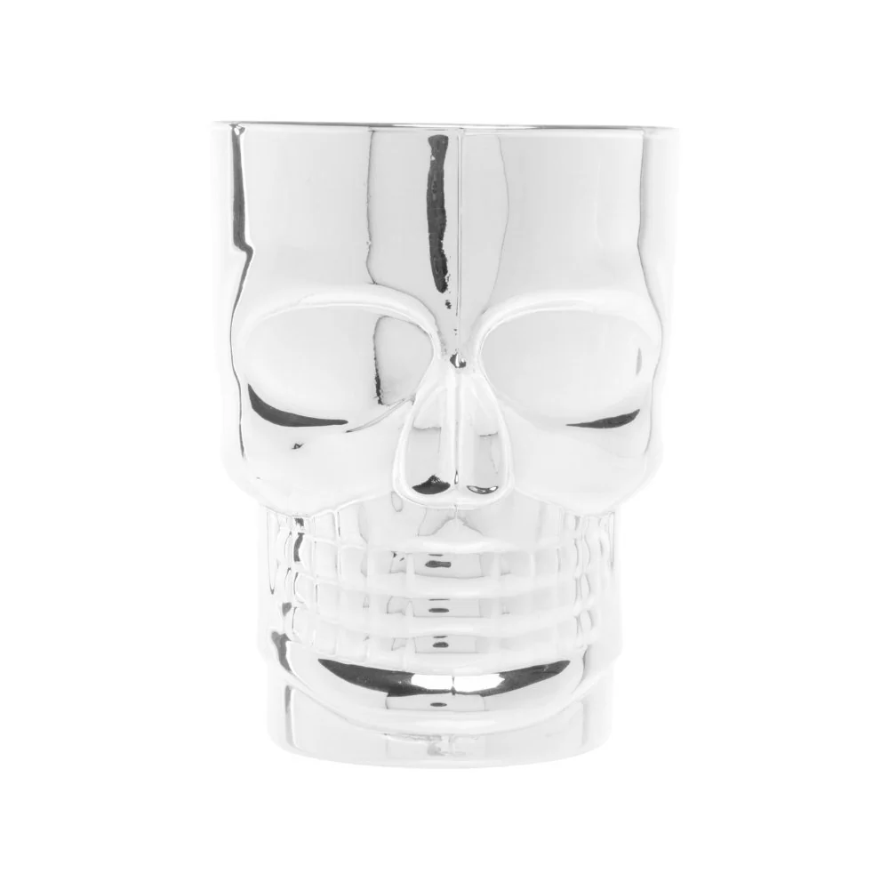 Caneca Chopp e Cerveja de Vidro Caveira Rock Prateada - 510 ml - Image 3