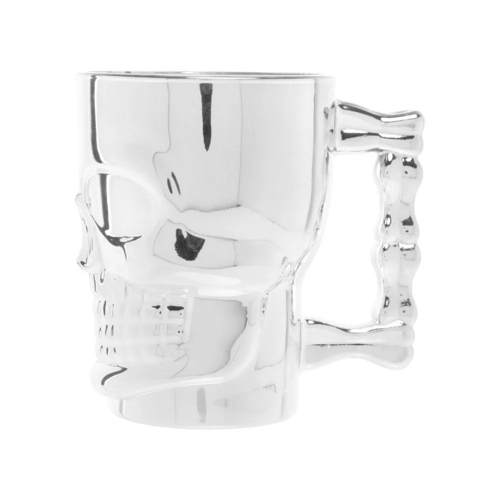 Caneca Chopp e Cerveja de Vidro Caveira Rock Prateada - 510 ml - Image 4