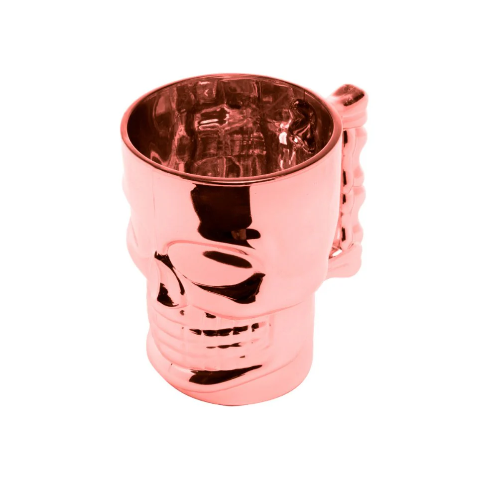 Caneca Chopp e Cerveja de Vidro Caveira Rock Rose Gold - 510 ml
