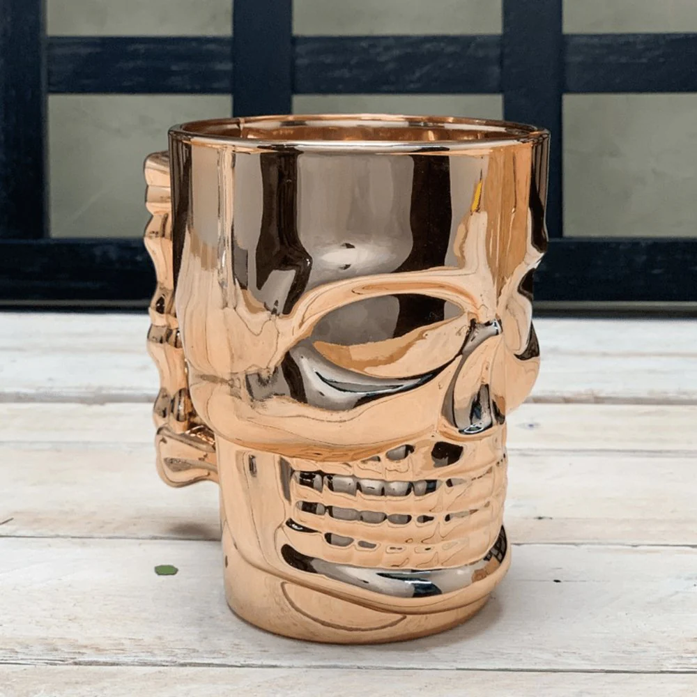 Caneca Chopp e Cerveja de Vidro Caveira Rock Rose Gold - 510 ml - Image 5