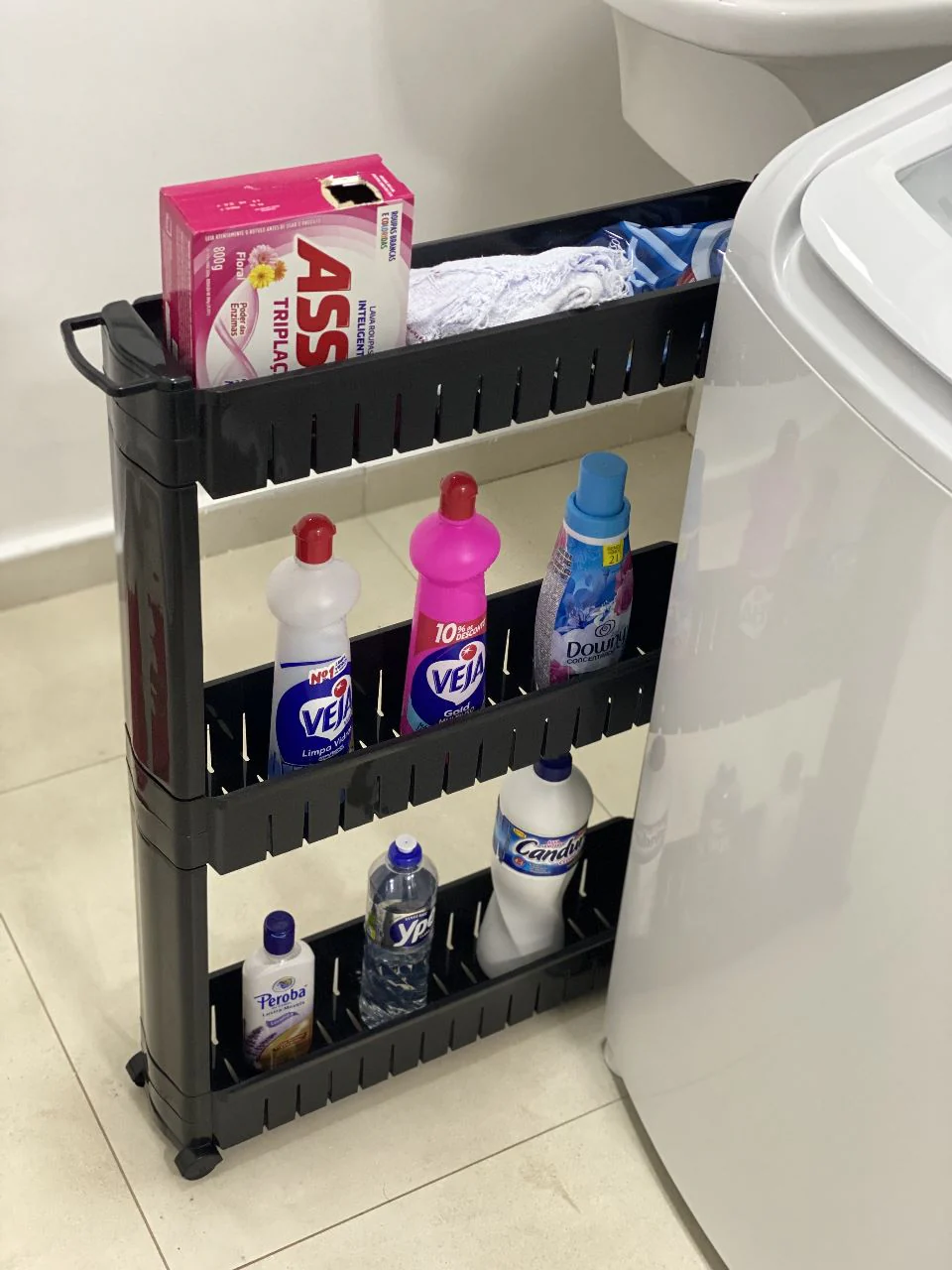 Carrinho Organizador Prateleira Multiuso Com Rodízios Preto - Image 4