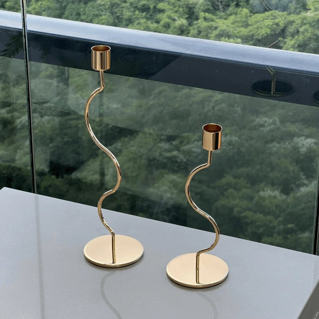 Castiçal em Metal Dourado 28,5cm G - Image 4