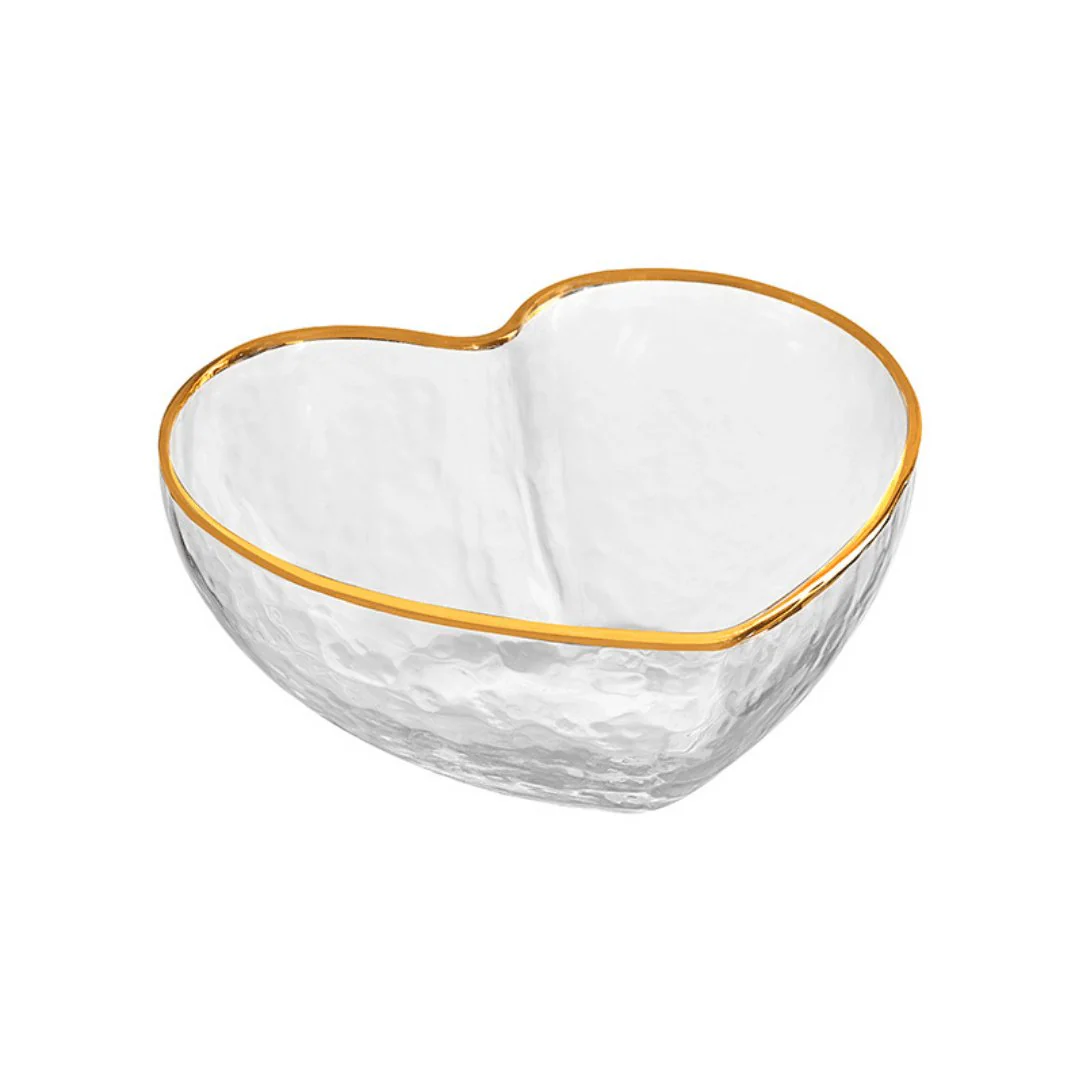 Centro de Mesa Bowl Coração com Borda Dourada 12cm