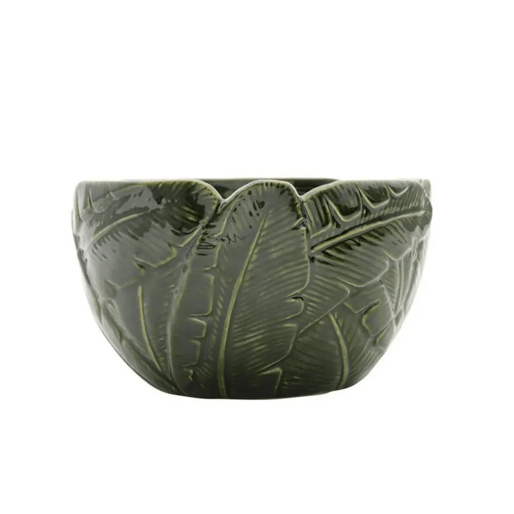 Bowl Centro de Mesa de Cerâmica Leaf Folha de Banana Verde 16cm