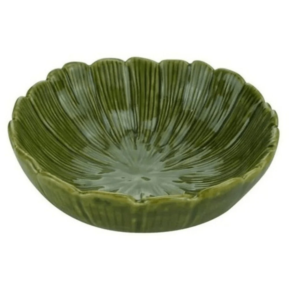 Saladeira Travessa Redonda de Cerâmica Leaf Folha de Banana Verde 25cm - Image 5