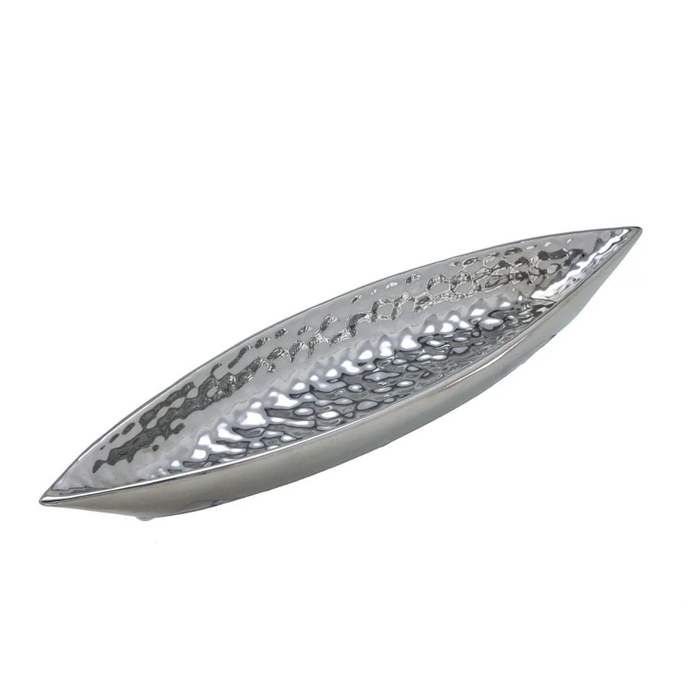 Centro de Mesa Folha Cromado 38cm