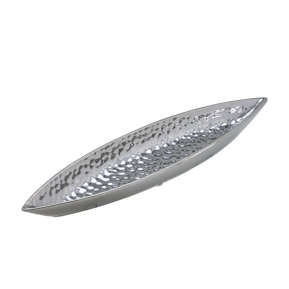 Centro de Mesa Folha Cromado 49cm