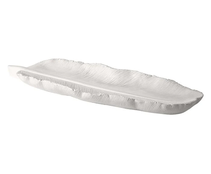 Centro de Mesa Folha em Poliresina Branca 26cm