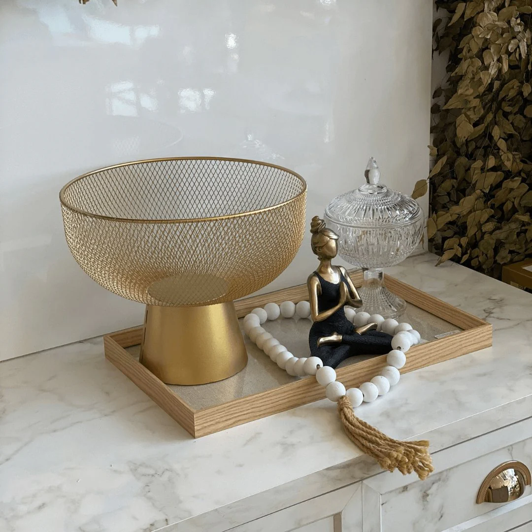 Centro de Mesa Fruteira em Metal com Suporte Dourado 30,5cm - Image 3