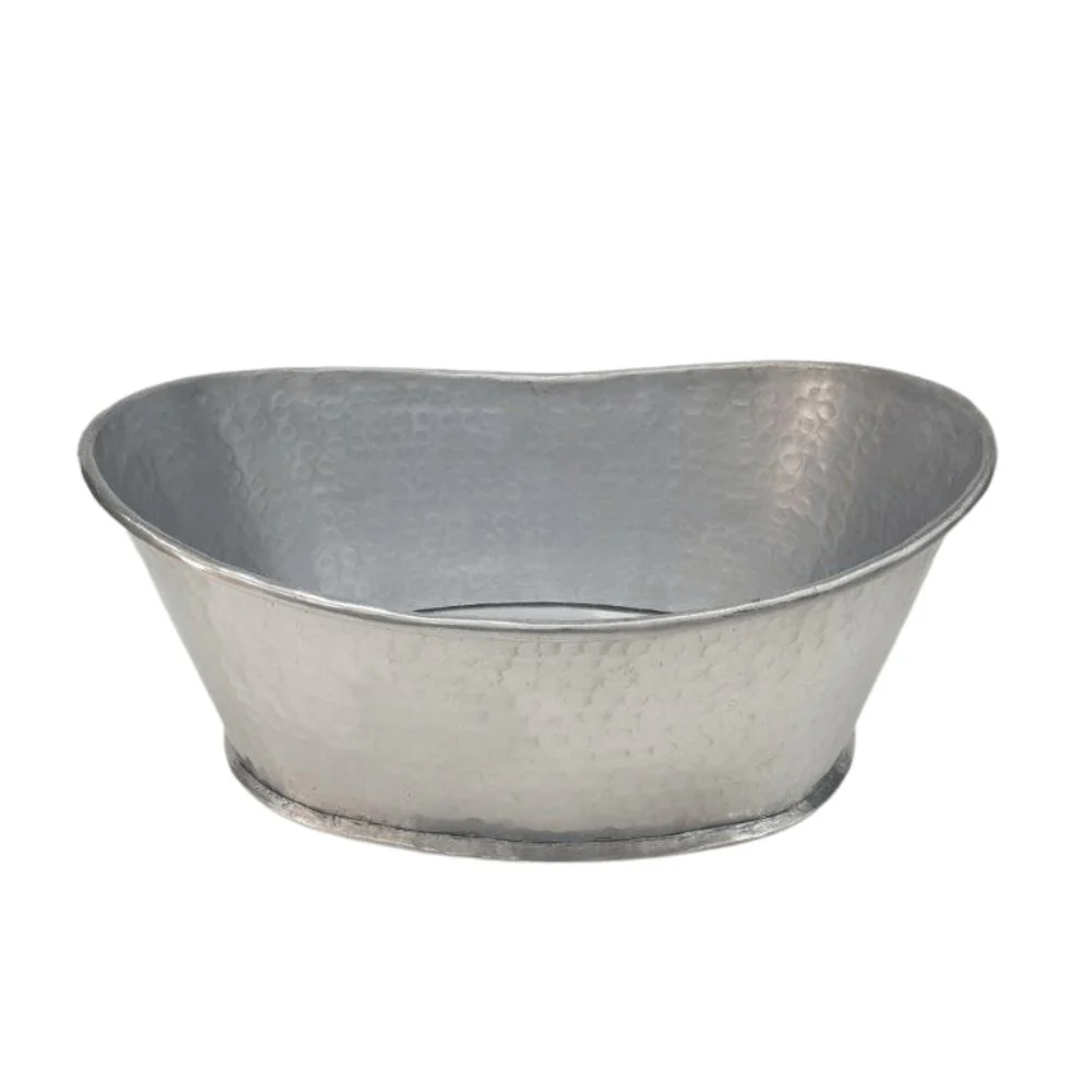Centro de Mesa Oval Alumínio Prata 37cm