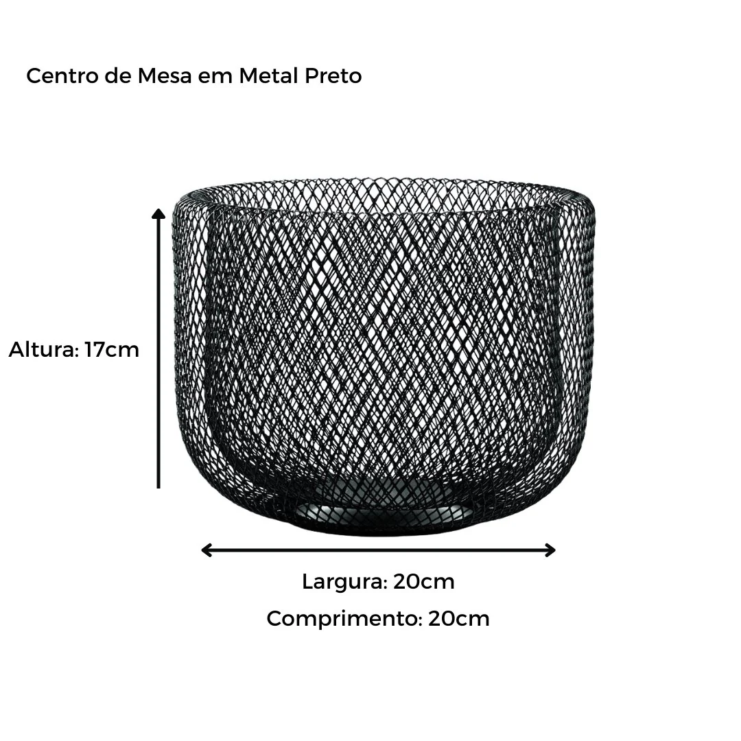 Centro de Mesa Redondo em Metal Preto 20cm - Image 2