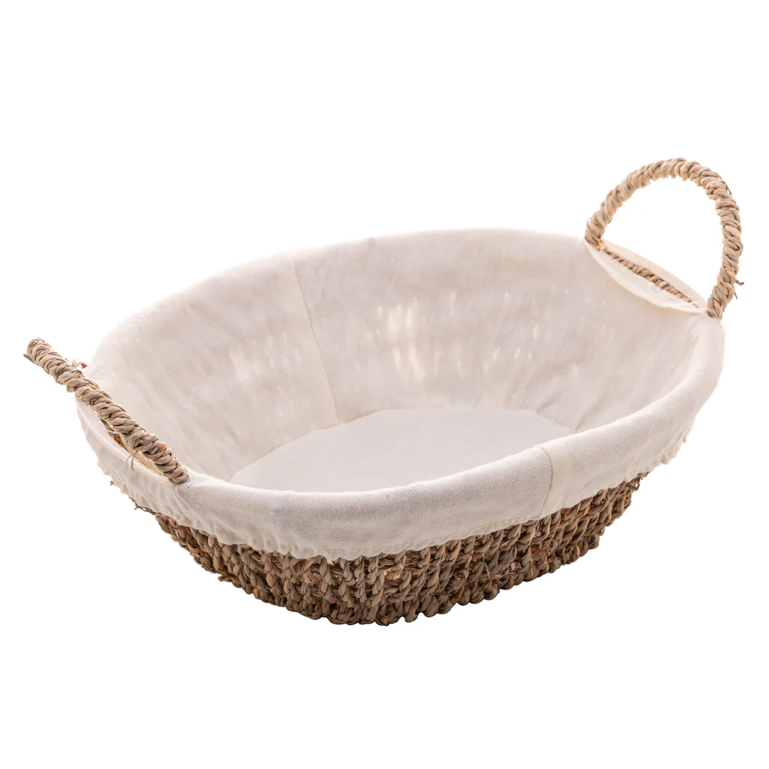 Cesta Oval de Sisal com Forro em Tecido 27cm - Image 3