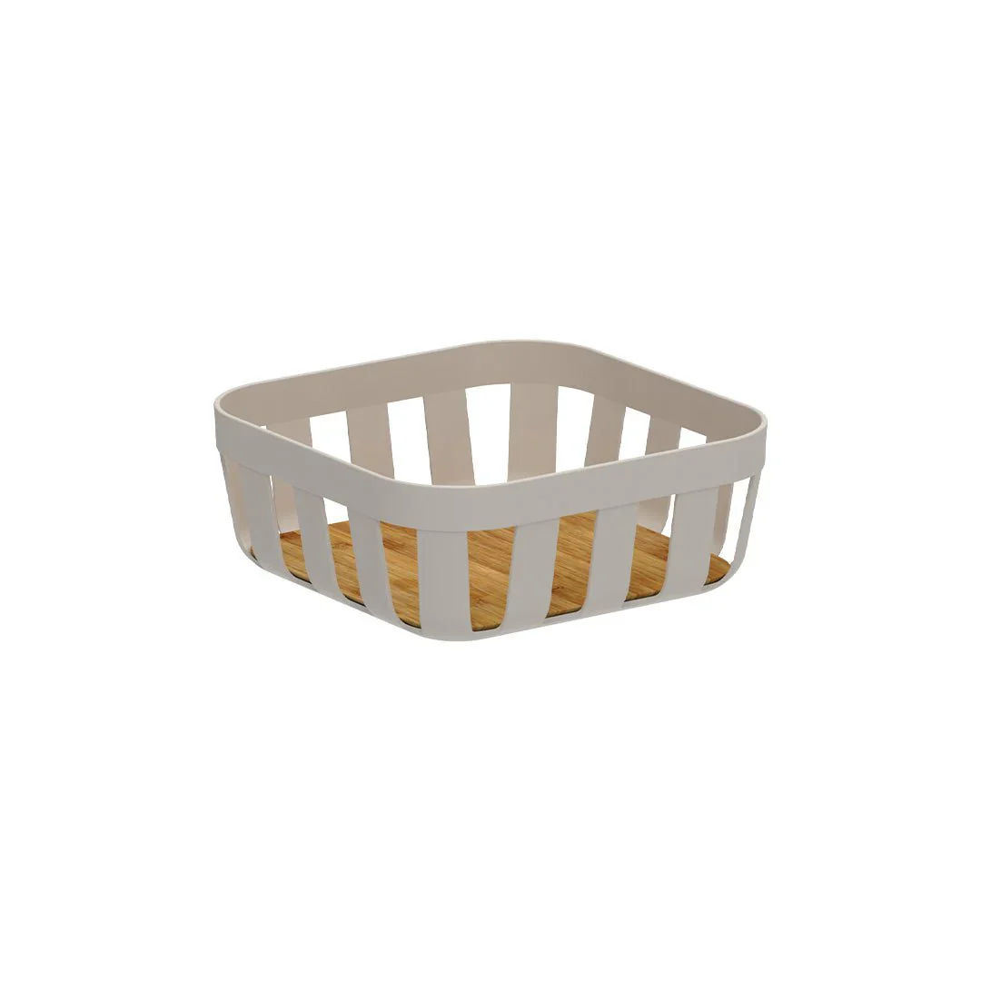Cesto de Pão Lume Plástico e Bambu Bege 24cm - Image 5