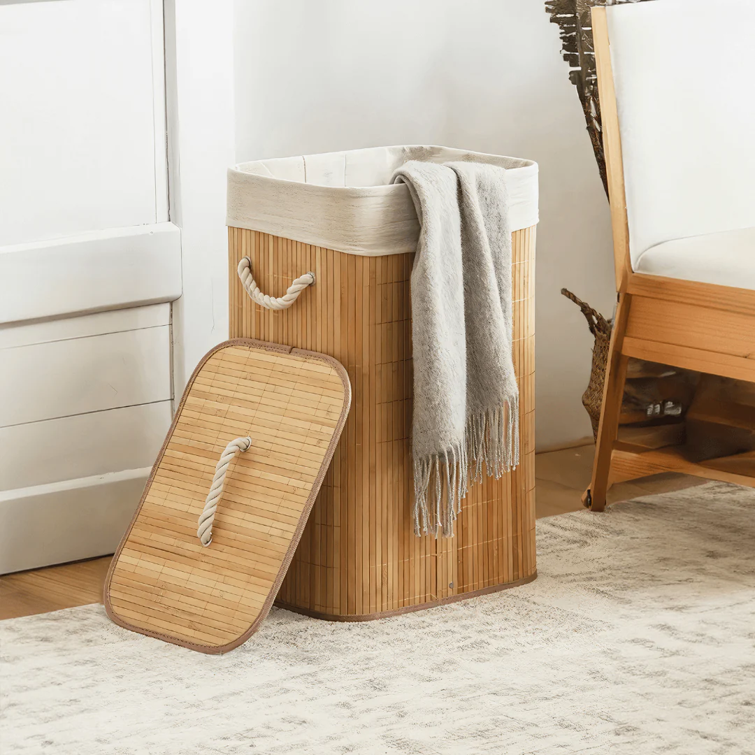 Cesto de Roupas Bambu com Tampa 60cm - Image 2