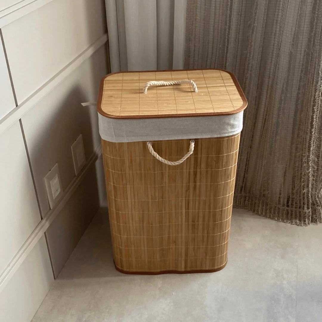 Cesto de Roupas Bambu com Tampa 60cm - Image 7