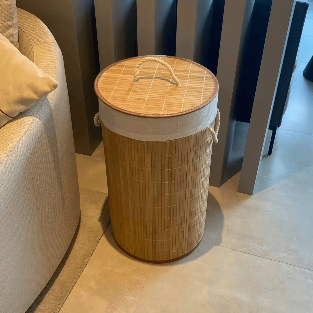 Cesto de Roupas Redondo Bambu com Tampa 60cm - Image 3